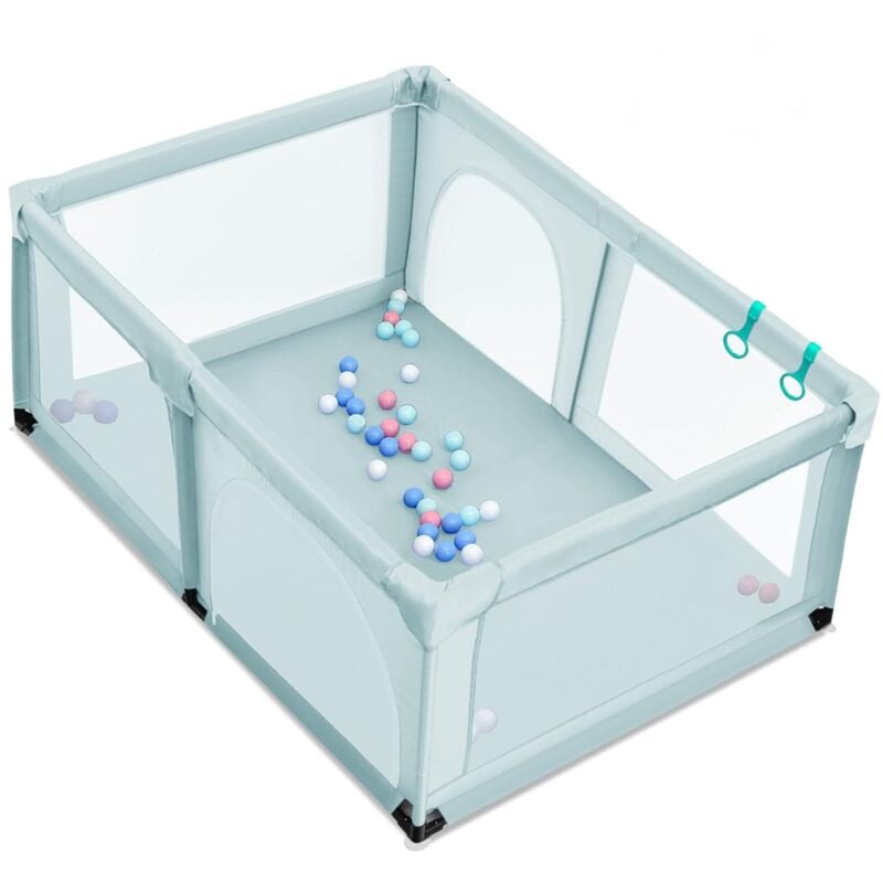 Goplus - Baby Laufstall mit 50 Spielbällen, Krabbelgitter für Kleinkinder & Säulinge, stabiler Laufgitterzelt mit atmungsaktivem Netz, Reisebett mit