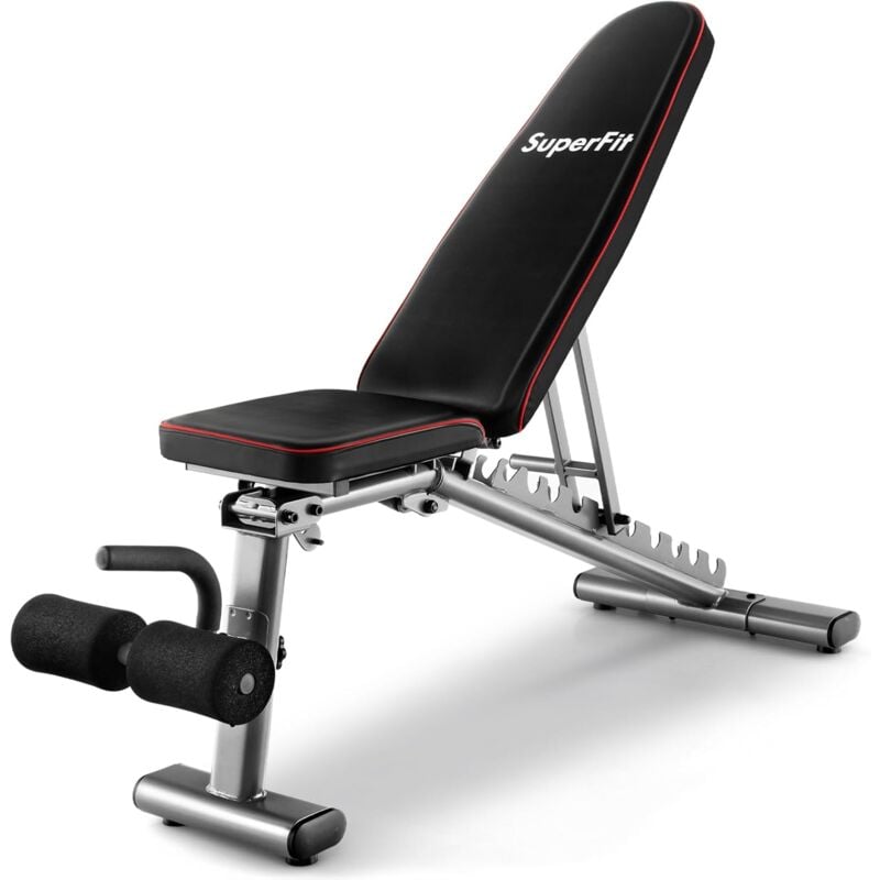 GOPLUS Hantelbank klappbar, Trainingsbank mit 10 Fach Rückenlehne & 3 Fach Sitz verstellbar, Fitnessbank bis 300 kg belastbar, Sit Up Bank für