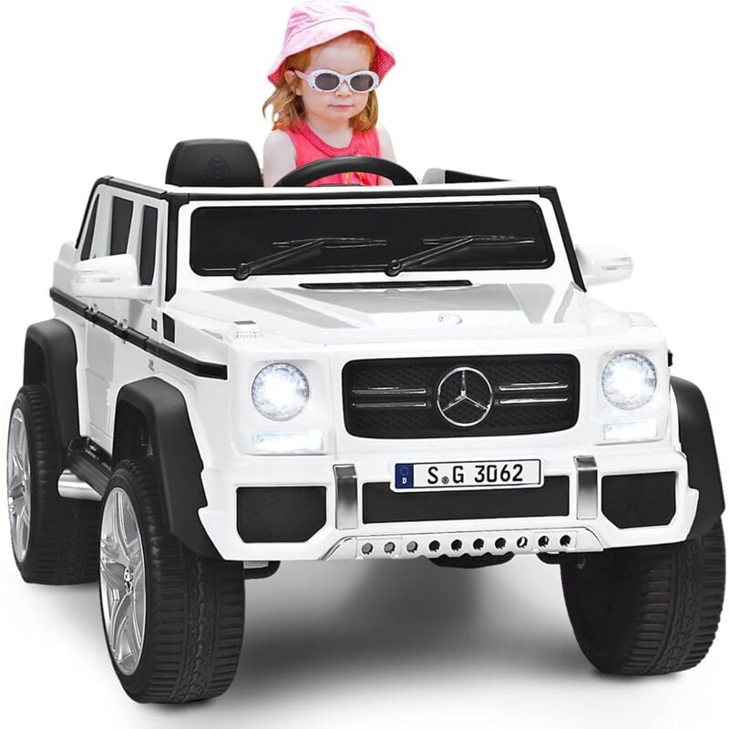 GOPLUS Kinder Elektroauto Mercedes Benz, Kinderauto mit 2,4 Ghz Fernbedienung, Softstart, 2-Stufige Geschwindigkeit, USB, MP3, LED-Licht,