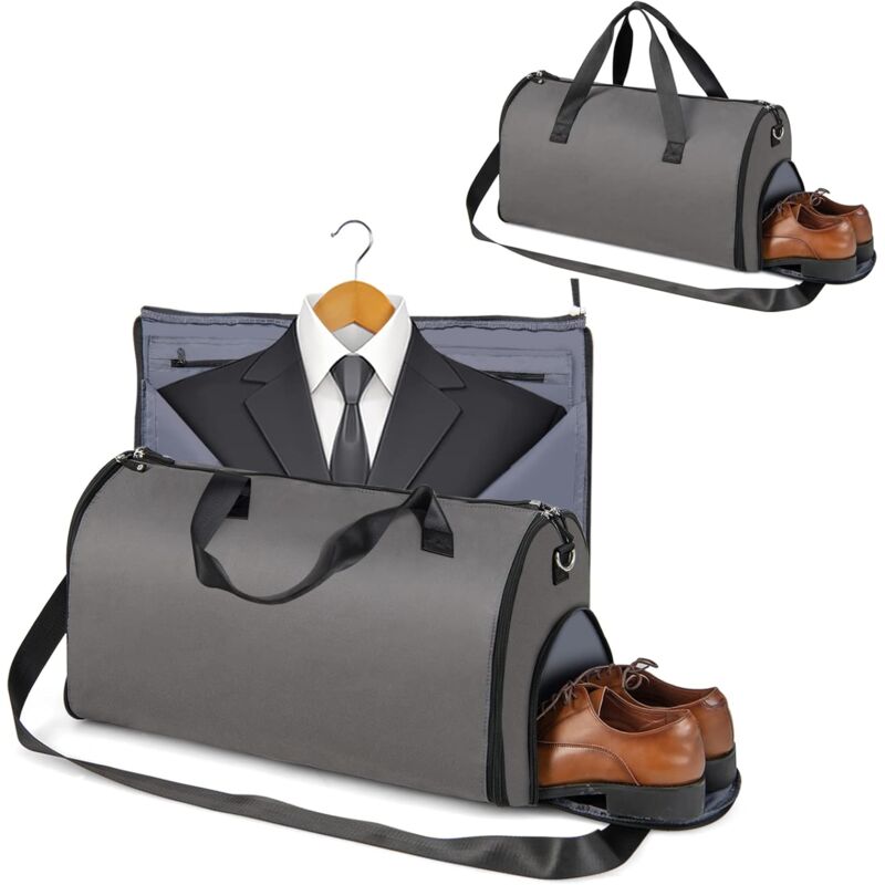 Goplus - Tragetasche für Kleidersack, 2-in-1 Reisetasche mit Schuhfach, Krawattentasche, Reisepass-Tasche und abnehmbarem Gurt, 50L Hänge-Kleidersack