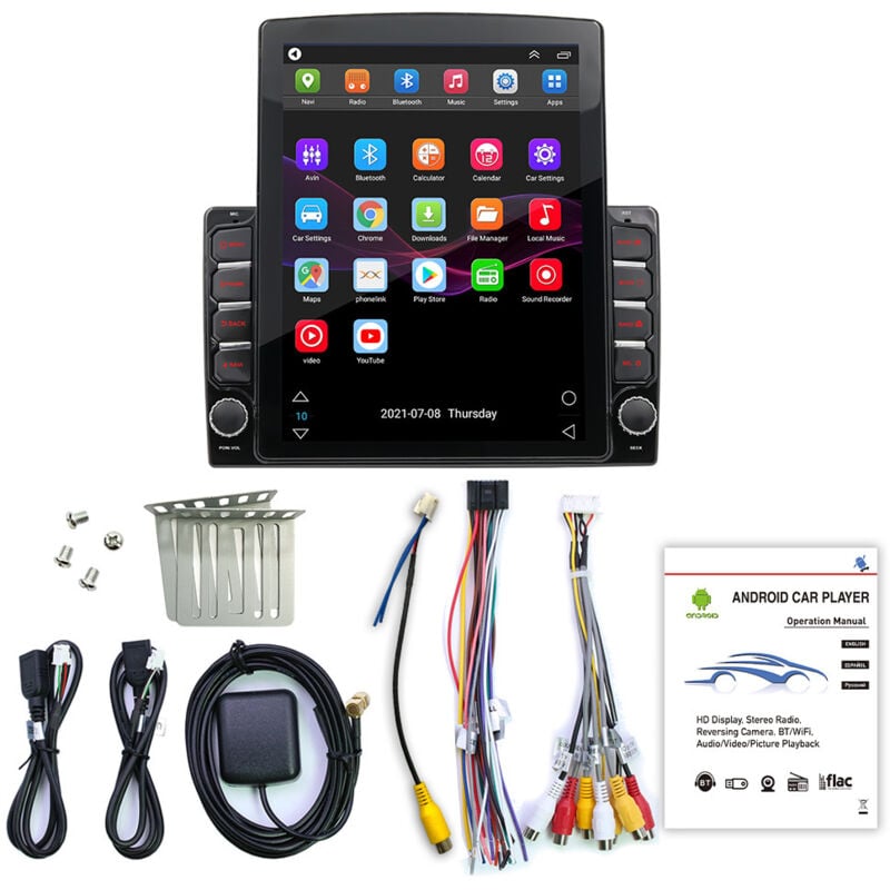 GPS-Navigator, 9,7 Zoll 1024x600 Touchscreen, Android 10.0 Navigationssystem, Multimedia-GPS-Anzeige im Auto, Lenkradsteuerungsfunktion (2+32G)