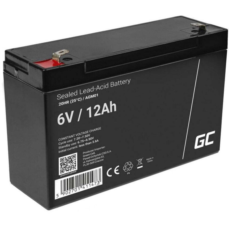 Green cell agm vrla 6v 12ah wartungsfreie batterie fur alarmanlagen registrierkassen spielzeug