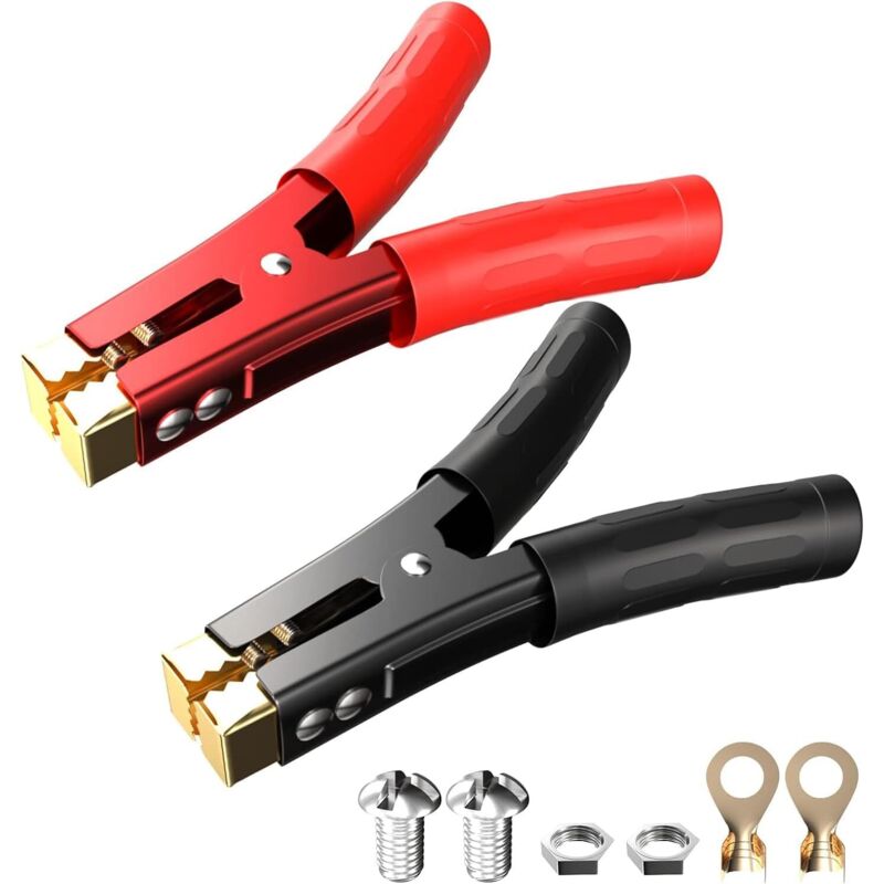 Greluma 2 Stück 1000A Batterie-Starthilfekabelklemmen, robuste Krokodilklemmen, Starthilfekabel-Booster-Klemme, Autobatterie-Ladeklemmen, für Auto,