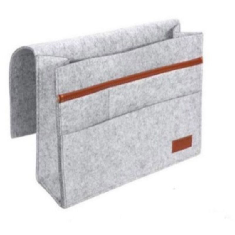 (Hellgrau) Nachttisch-Aufbewahrungstasche, Nachttisch-Organizer, dunkelgraue Taschen, Hänge-Organizer für Tablet, Bücher, Taschentücher, Flaschen,