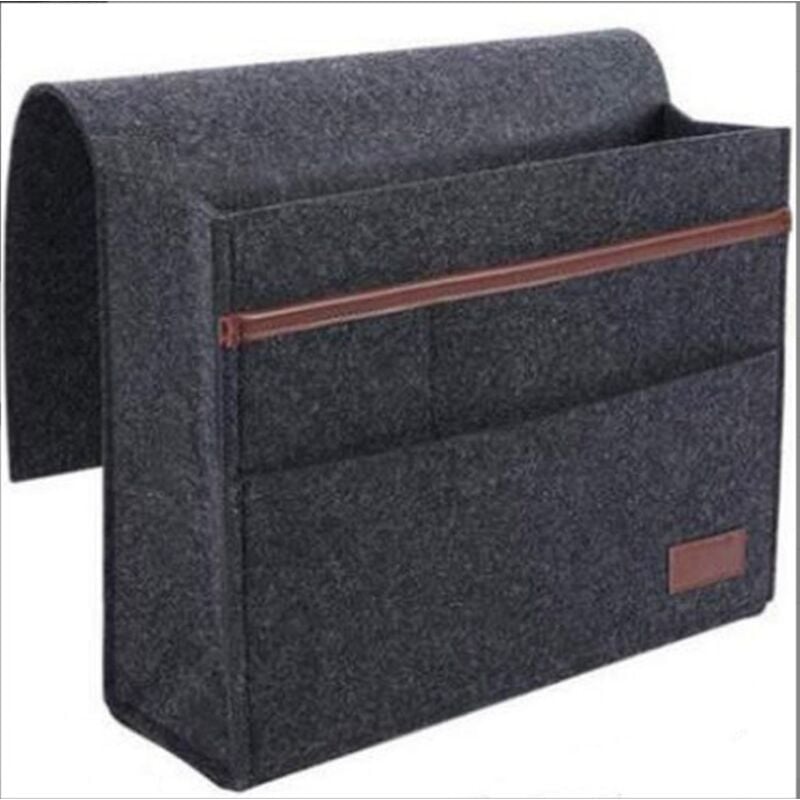 (Dunkelgrau) Nachttisch-Aufbewahrungstasche, Nachttisch-Organizer, dunkelgraue Taschen, Hänge-Organizer für Tablet, Bücher, Taschentücher, Flaschen,