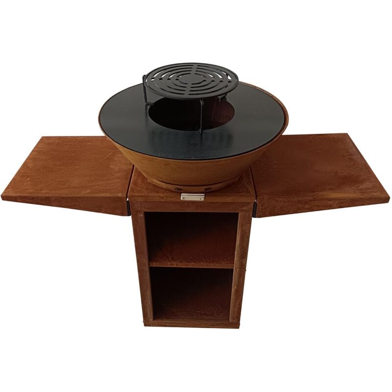 Grill mit runder Platte, Grill und Ständer aus Stahl