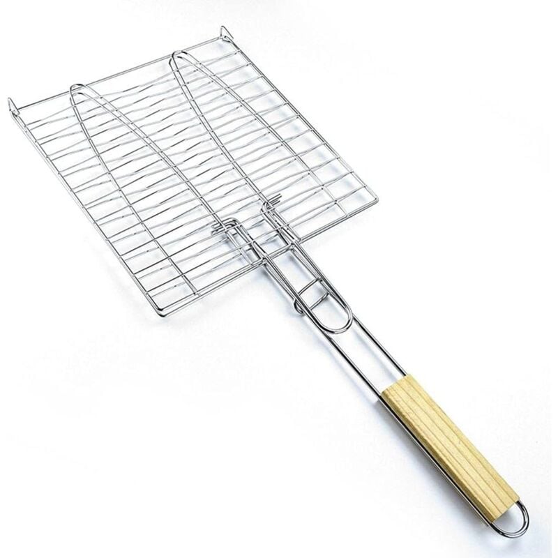 Grill-Grill-Netzklammern, Mehrzweck-Grill-Fischklammern mit langem Griff, Grill-Netzklammern aus Eisen, großer Doppel-Fischgrill 23,5 x 23,5 cm