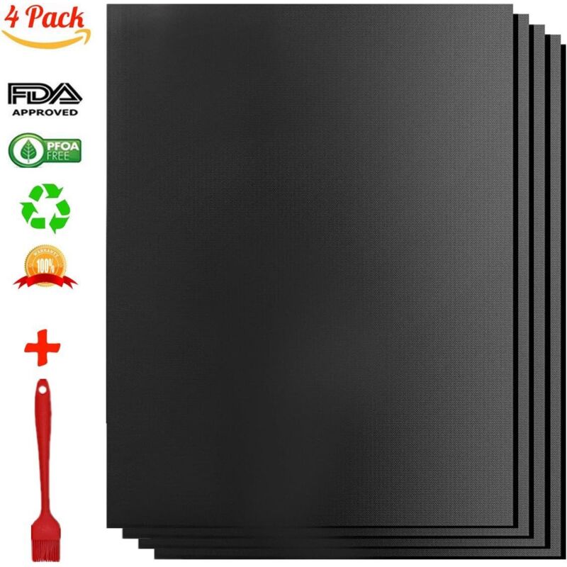 Grill- und Grillplattenabdeckung – Grillmatte für Grill und Backofen, 4er-Set wiederverwendbare und reinigbare Antihaft-Grillmatten, ideal für