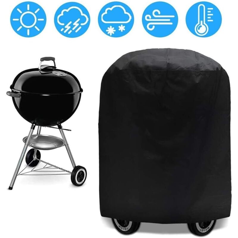 Grillabdeckung bbq Schutzplane Grillabdeckung Anti-UV/Anti-Wasser/Anti-Feuchtigkeit Wasserdichter Outdoor-Grill Schwarz für Weber, JennAir-77
