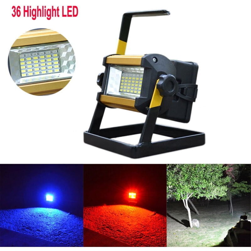 36 LED Tragbare Wiederaufladbare Flutlicht Spot Arbeit Camping Angeln Lampe