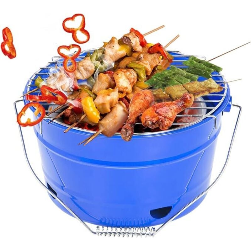 Grilleimer Feuerkorb Grill BBQ Holzkohlegrill Kleinen Grill Mini Grill Tragbar Picknickgrill für Garten Camping Park Festivals Party BBQ-Geeignet für