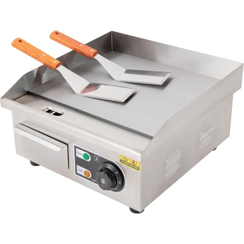 Grillplatte Elektrisch Countertop Griddle, Griddleplatte Edelstahl Gastro Grill Plate Electric Plancha Grill für Barbecue Cooking mit Spritzschutz,