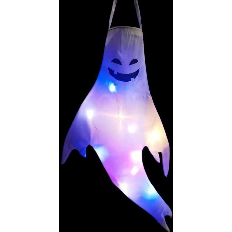 Große, batteriebetriebene LED-Skelett-Geist-Leuchtfigur für Halloween, Marktplatzzubehör, Halloween-Dekoration (Großer lächelnder Geist)