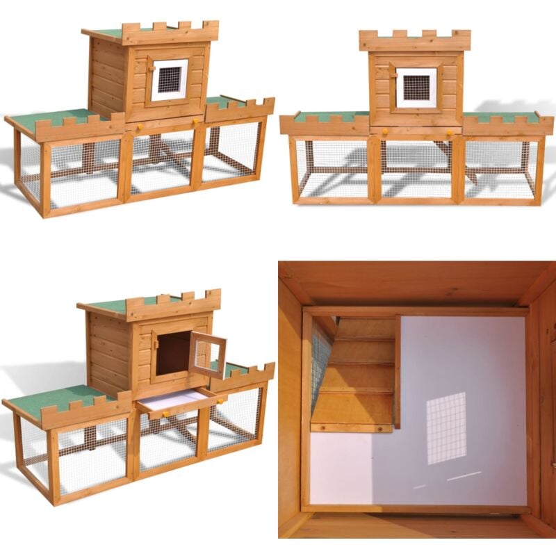 Großer Kaninchenstall Kleintierkäfig Einzelhaus - Kaninchenstall - Kleintiergehege - Holzgestell - Drahtgitter - Wetterfest - Home & Living