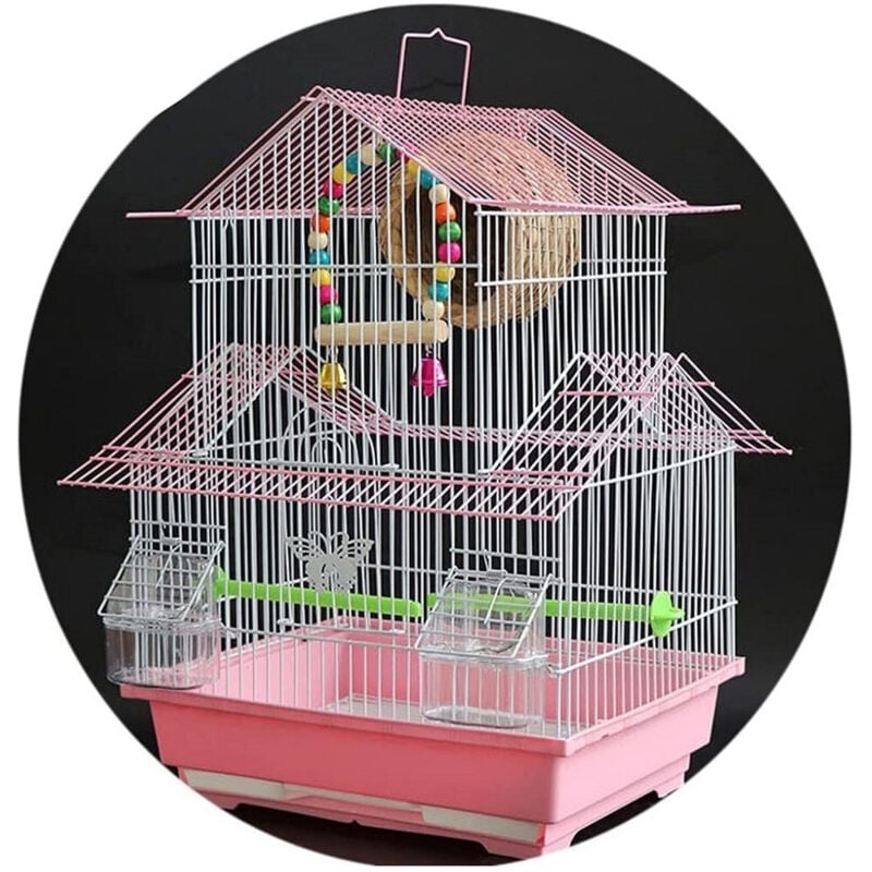 Trade Shop Traesio - Trade Shop - GROßER quadratischer vogelkäfig metall eisen villa stark langlebig 34X26X51CM -