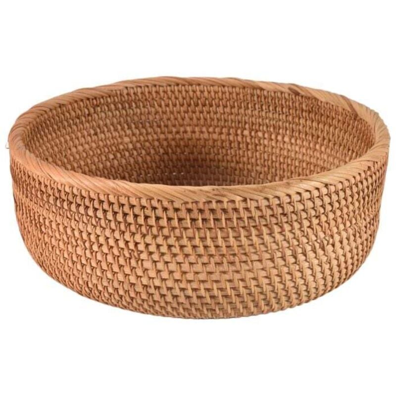 Großer runder Korb aus Naturrattan zur Aufbewahrung von Brot, Obst und Lebensmitteln