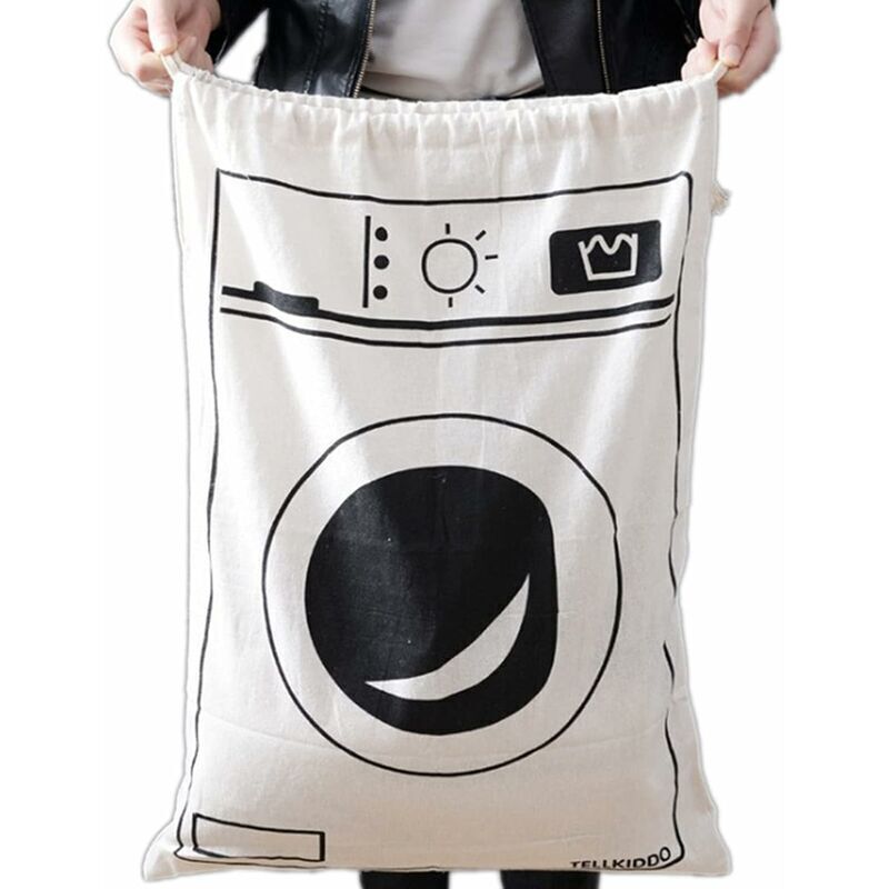 Großer Wäschesack aus Segeltuch Großer Reisewäschesack mit Kordelzug Aufbewahrungstasche aus Segeltuch für Kinderspielzeug Wäschesack aus Baumwolle