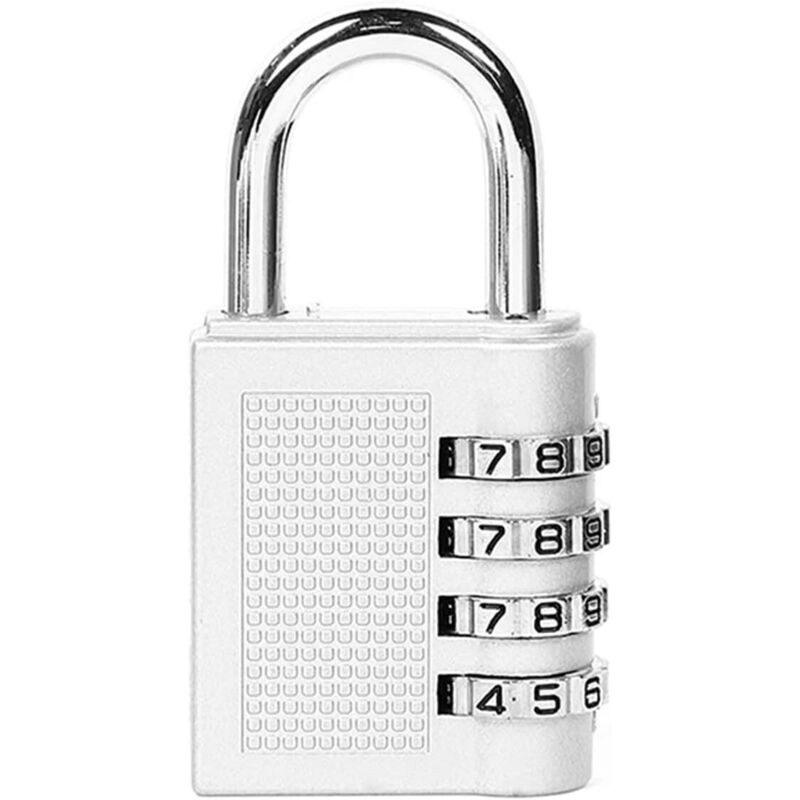 Großes 4-stelliges Zahlenschloss aus Zinklegierung für Gepäck, Koffer, Fitnessstudio, mechanisches Zahlenschloss, Vorhängeschloss, Schrankschloss, 1