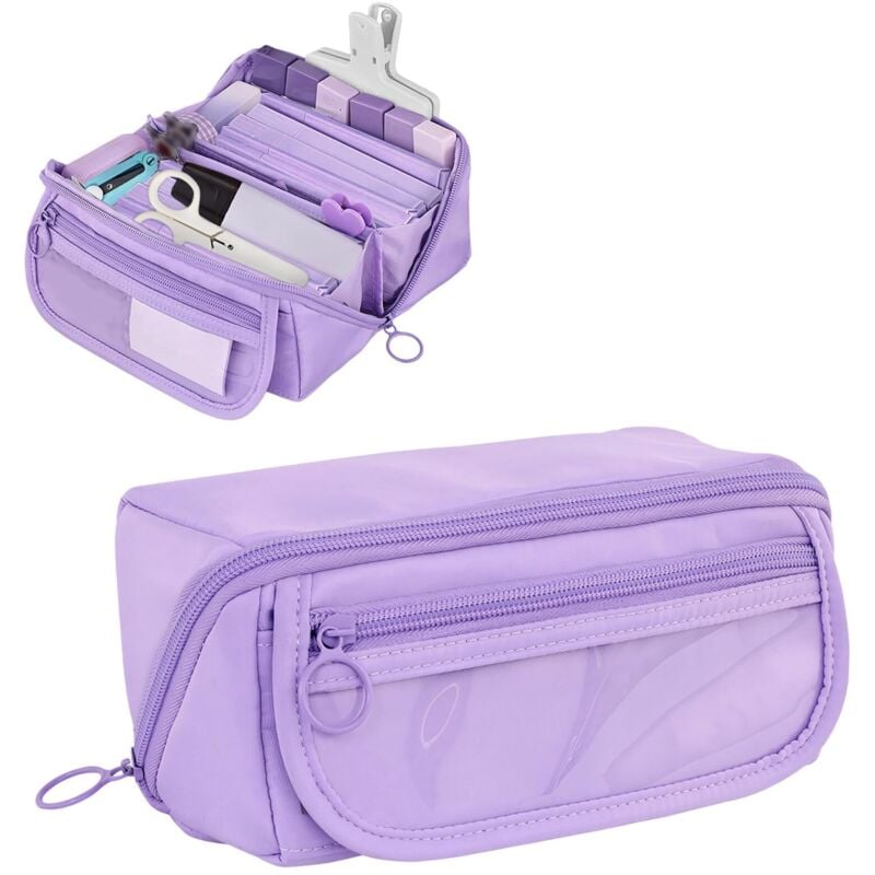 Großes Federmäppchen für Jungen und Mädchen, große Aufbewahrungstasche mit 9 Fächern, Aufbewahrungsbox für Schul- und Bürobedarf für Teenager,