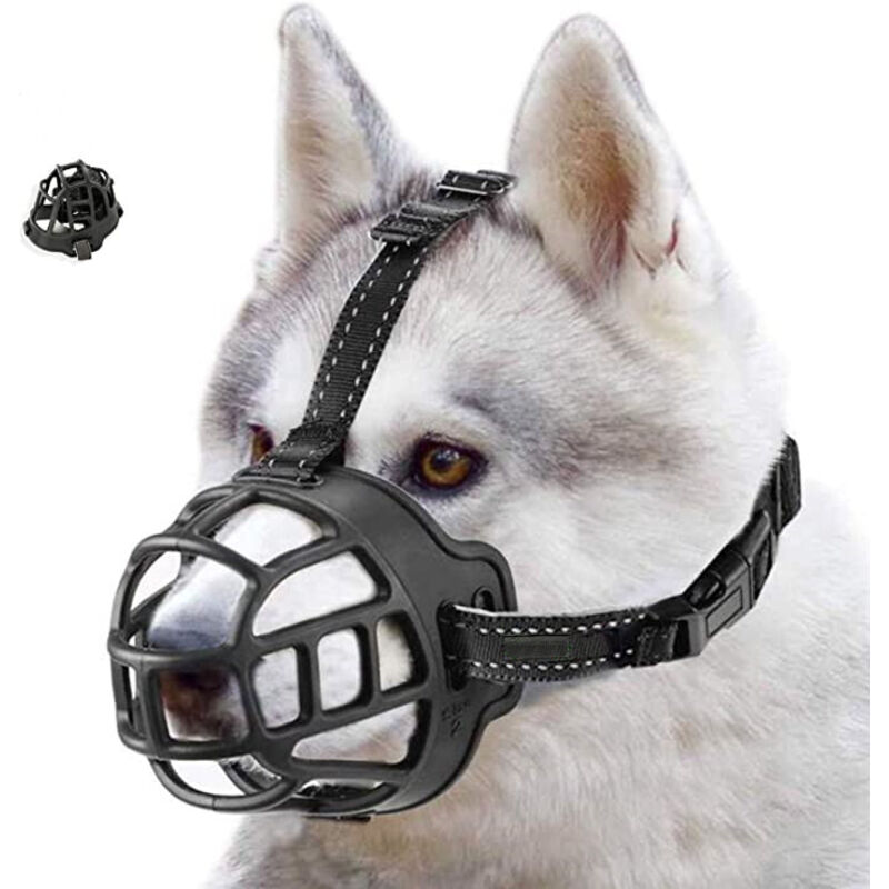 (Größe 4, Schwarz) Korbmaulkorb für Hunde, verhindert Bellen, Kauen, verstellbar für kleine, mittelgroße und große Hunde