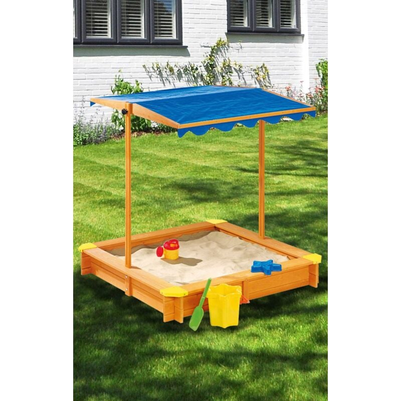 Sandkasten Dach Holz Kinderspielzeug Garten Außen Buddelkiste Terrasse