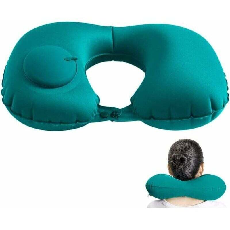Grünes aufblasbares Reise-Nackenkissen, aufblasbares Reisekissen, tragbares aufblasbares Kissen, ultraleichtes aufblasbares Kissen, für Flugzeug,