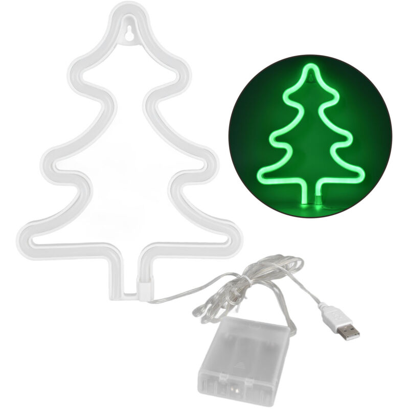 Grünes LED-Weihnachtsbaum-Lichtschild, stabil und einzigartig - Ideal für Schlafzimmer, Bar oder Party, dekorative Neonbeleuchtung.
