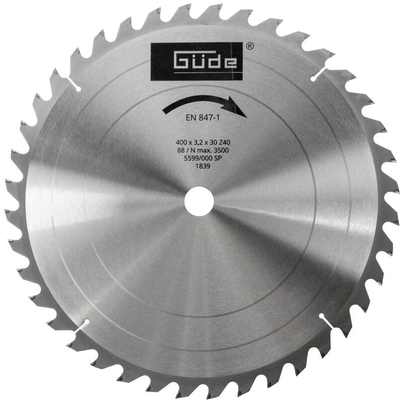 Güde - Kreissägeblatt hm 400x30mm 40Z Hartmetall Sägeblatt Holzsägeblatt Brennholz