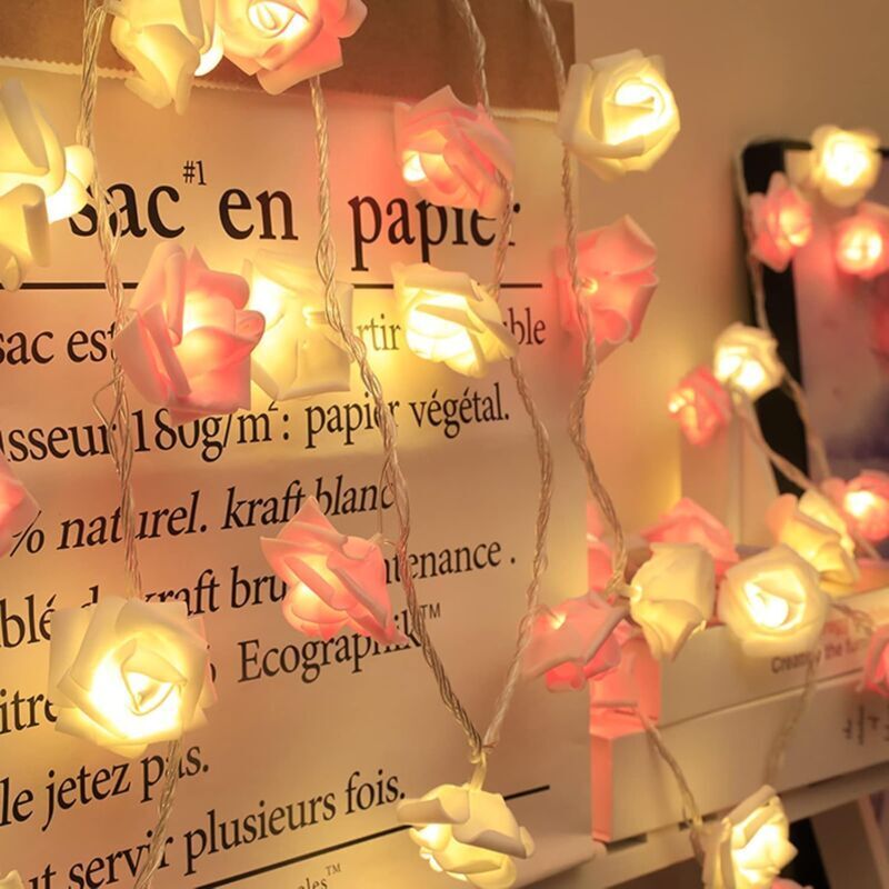 Rosa Lichterkette, Lichterkette für drinnen und den Garten, LED-Lichterkette, 6 m, warmweiß, 40 LEDs, Dekoration für Mädchenzimmer, Bar, Party,