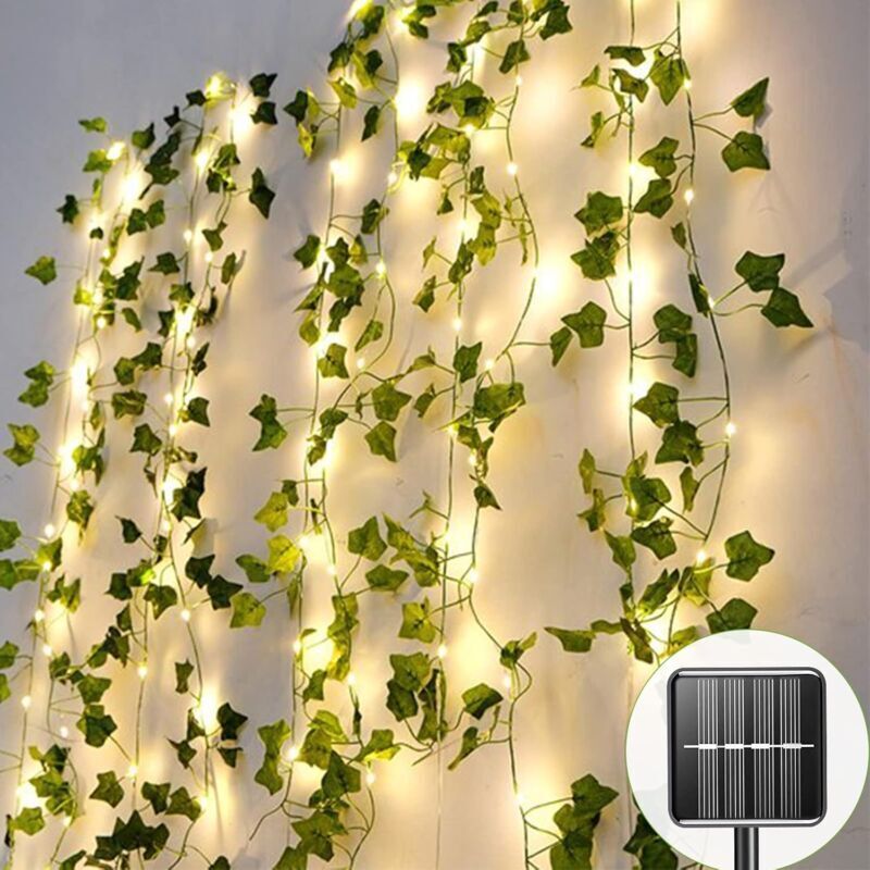 Solar-Lichterkette für den Außenbereich, künstliche Efeu-Solar-Lichterkette, wasserdichte Gartenbeleuchtung, 100 LED-Solar-Lichterkette, 10 m