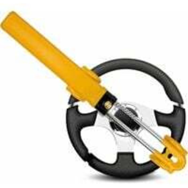 Ersandy - Gut sichtbare Auto-Diebstahlsicherungsstange – Auto-Lenkrad-Sperrstange, geeignet für Auto, Van, Wohnwagen, mit 2 Schlüsseln – gelbes