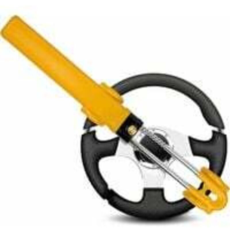 Gut sichtbare Auto-Diebstahlsicherungsstange – Auto-Lenkrad-Sperrstange, geeignet für Auto, Van, Wohnwagen, mit 2 Schlüsseln – gelbes Lenkradschloss