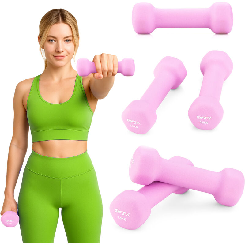 GYMTEK Kurzhantel Set - 2x Neopren Hanteln 0.5 kg - Hantel Set für Krafttraining, Fitness, Workout