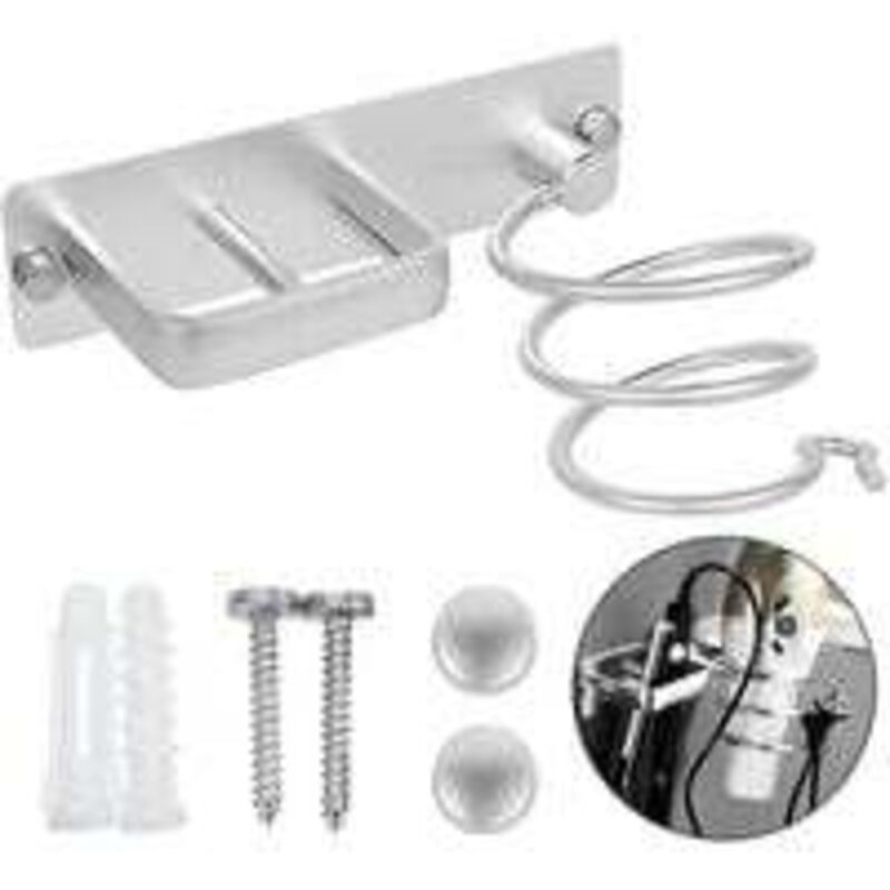 Ersandy - Haartrockner-Halter, Haarglätter, Wandmontage, Aluminium-Haartrockner-Halter, mit Kabelführung zur Aufbewahrung von Haartrocknern,
