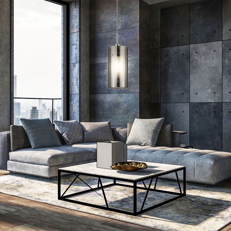 Searchlight - Design Decken Pendel Lampe Glas rauch Ess Zimmer Beleuchtung Hänge Lampe