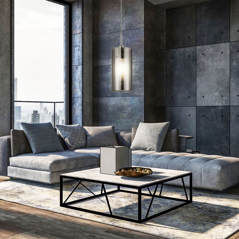 Searchlight - Design Decken Pendel Lampe Glas rauch Ess Zimmer Beleuchtung Hänge Lampe