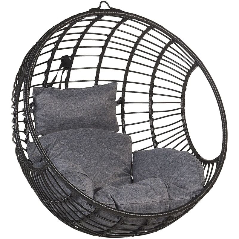 Hängesessel ASPIO Polyrattan Schwarz