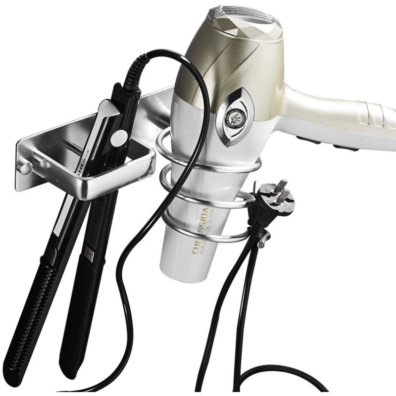 ZVD - Hair Dryer Holder, Hair Straightener Holder with Cable Tidy, Metal Wall Mounted Holder for Storing Hair Dryer, Straightener, Hairbrushes and