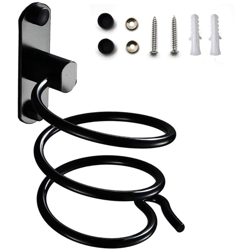 ZVD - Hair Dryer Holder, with Punch-Free Glue and Screws, Wall-Mounted Hair Dryer Holder, Hair Dryer Holder with Plug Holder, for Hotel, Bathroom,