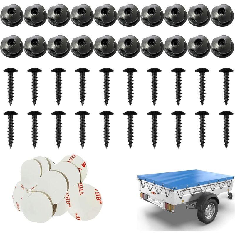 Tigrezy - Haken-Befestigungsknöpfe, Kunststoff-Befestigung, 20 Stück, runder Planenhaken, Anhängerhaken, Auto-Anhängerkupplung,