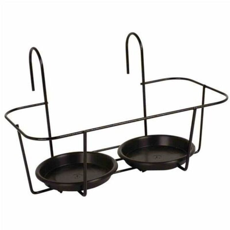 Haken-Blumentopfhalter 2 Töpfe klein, schwarz