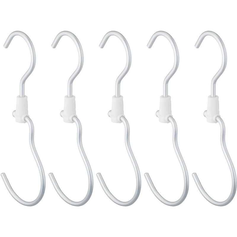 Relaxdays - Haken für Kleiderstange 5er Set, Kleiderhaken, Metallhaken zum Aufhängen von Kleidung, Einhängehaken, silber