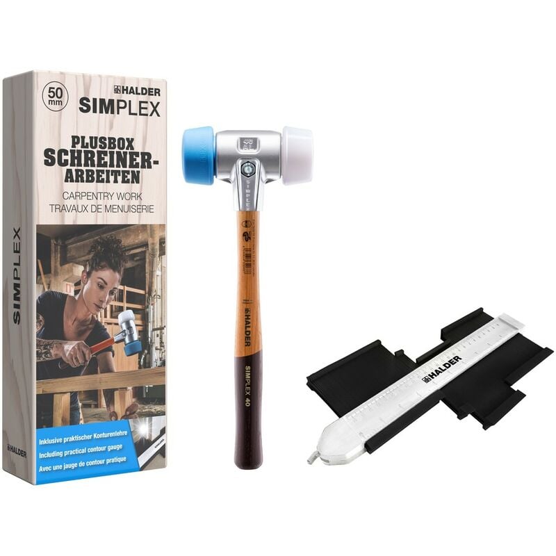 Halder - Aktionsbox Schreinerarbeiten simplex Schonhammer + Konturenlehre