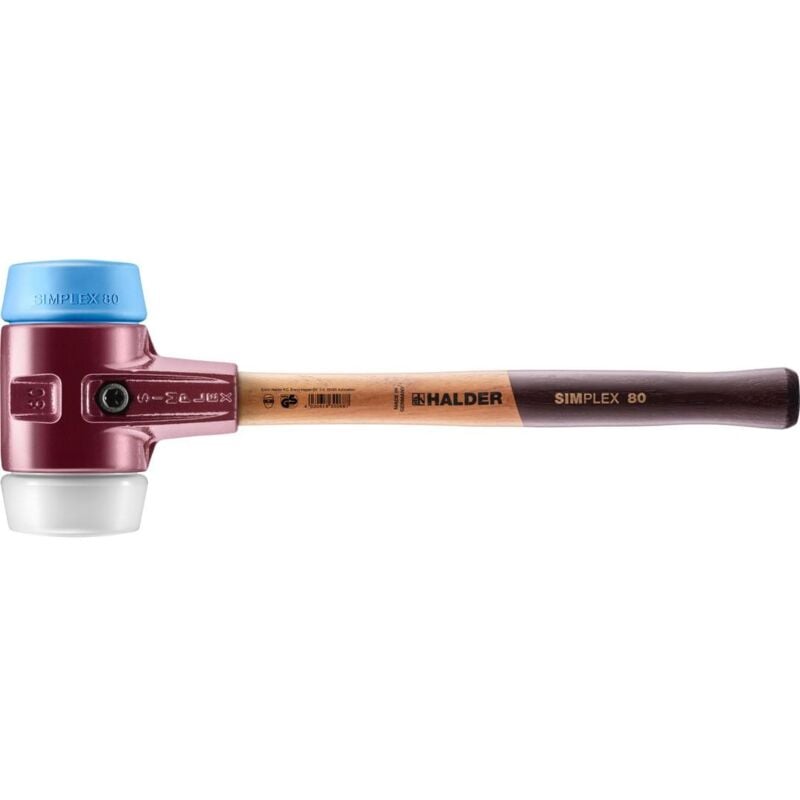 SIMPLEX-Schonhammer, TPE-soft / Superplastik mit Tempergussgehäuse und hochwertigem Holzstiel D=80 mm 3017.080