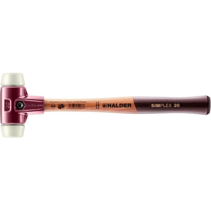 Erwin Halder Kg - SIMPLEX-Schonhammer, Nylon mit Tempergussgehäuse und hochwertigem Holzstiel D=30 mm 3008.030