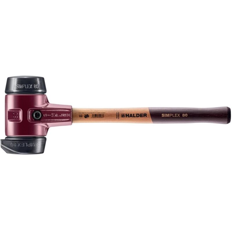 SIMPLEX-Schonhammer, Gummikomposition, mit Standfuß mit Tempergussgehäuse und hochwertigem Holzstiel D=80 mm 3022.280