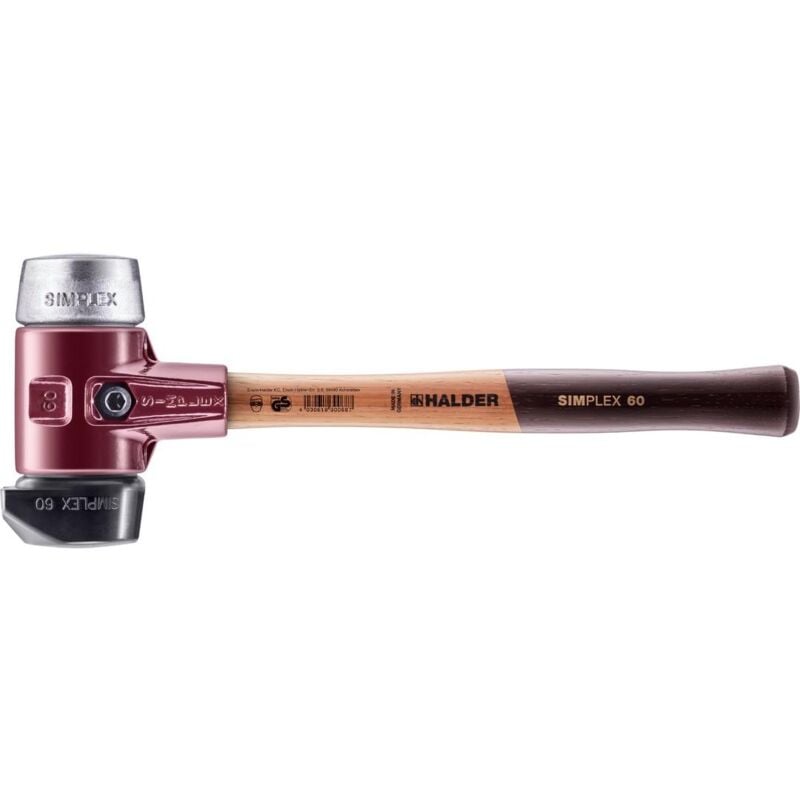 SIMPLEX-Schonhammer, Gummikomposition, mit Standfuß / Weichmetall mit Tempergussgehäuse und hochwertigem Holzstiel D=60 mm 3029.260