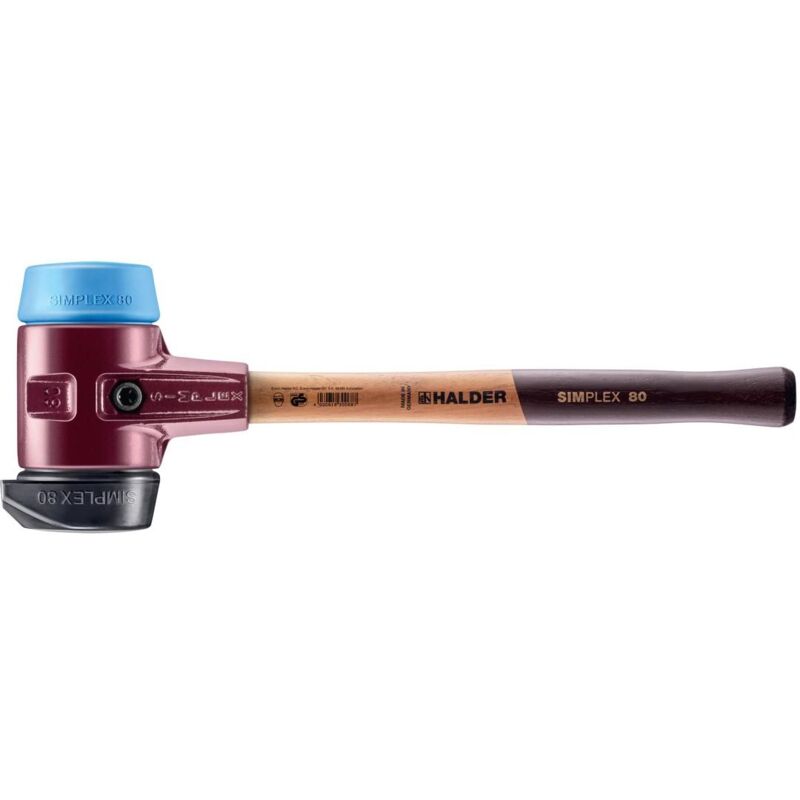 SIMPLEX-Schonhammer, Gummikomposition, mit Standfuß / TPE-soft mit Tempergussgehäuse und hochwertigem Holzstiel D=80 mm 3012.280