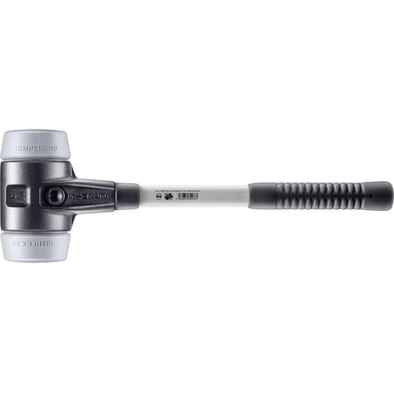 SIMPLEX-Schonhammer, TPE-mid mit verstärktem Tempergussgehäuse und Fiberglasstiel D=80 mm 3703.080