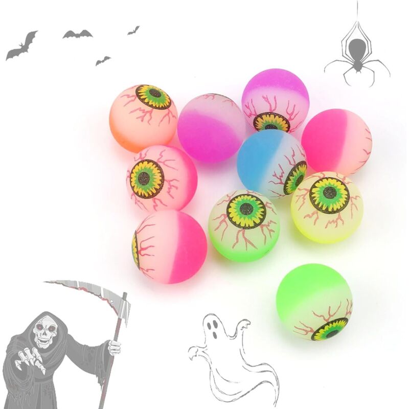 Bluedeer - Halloween Augäpfel 10 Stück Horror Szenen Ornament, Bunt Halloween Deko, Hüpfball, Lustige Dekorationen, für Horror Mottopartys (Zufällige